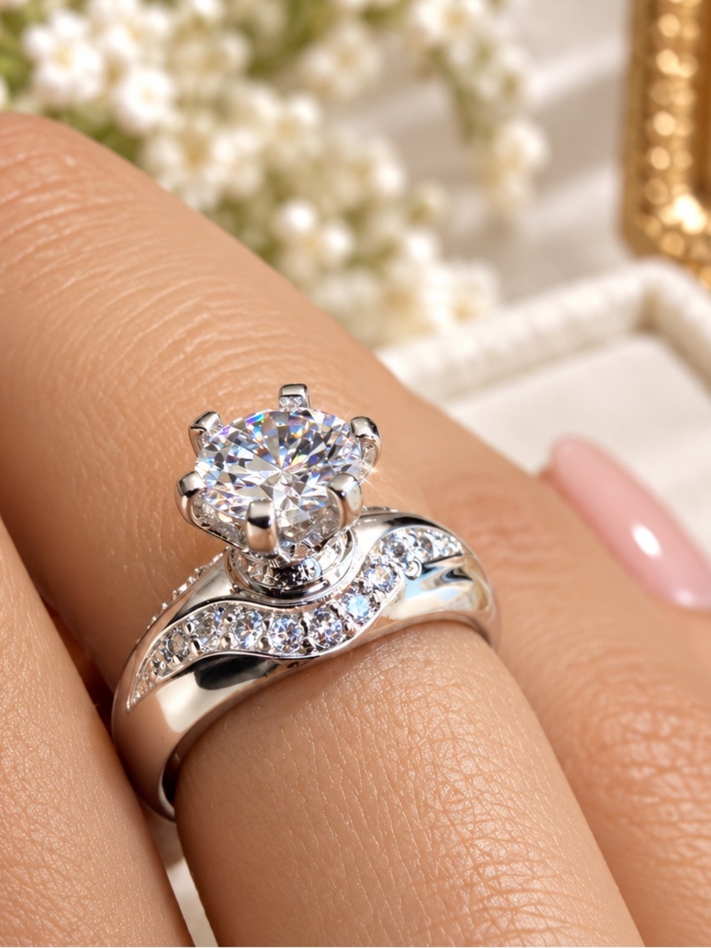 Beautiful Round Cut Stainless Steel AAA CZ Ring Women's 7